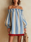 Ondine - Vestido corto de rayas azul y blanco