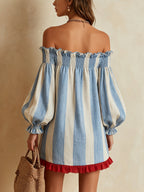 Ondine - Vestido corto de rayas azul y blanco