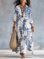 Daniela - Vestido largo bohemio floral azul