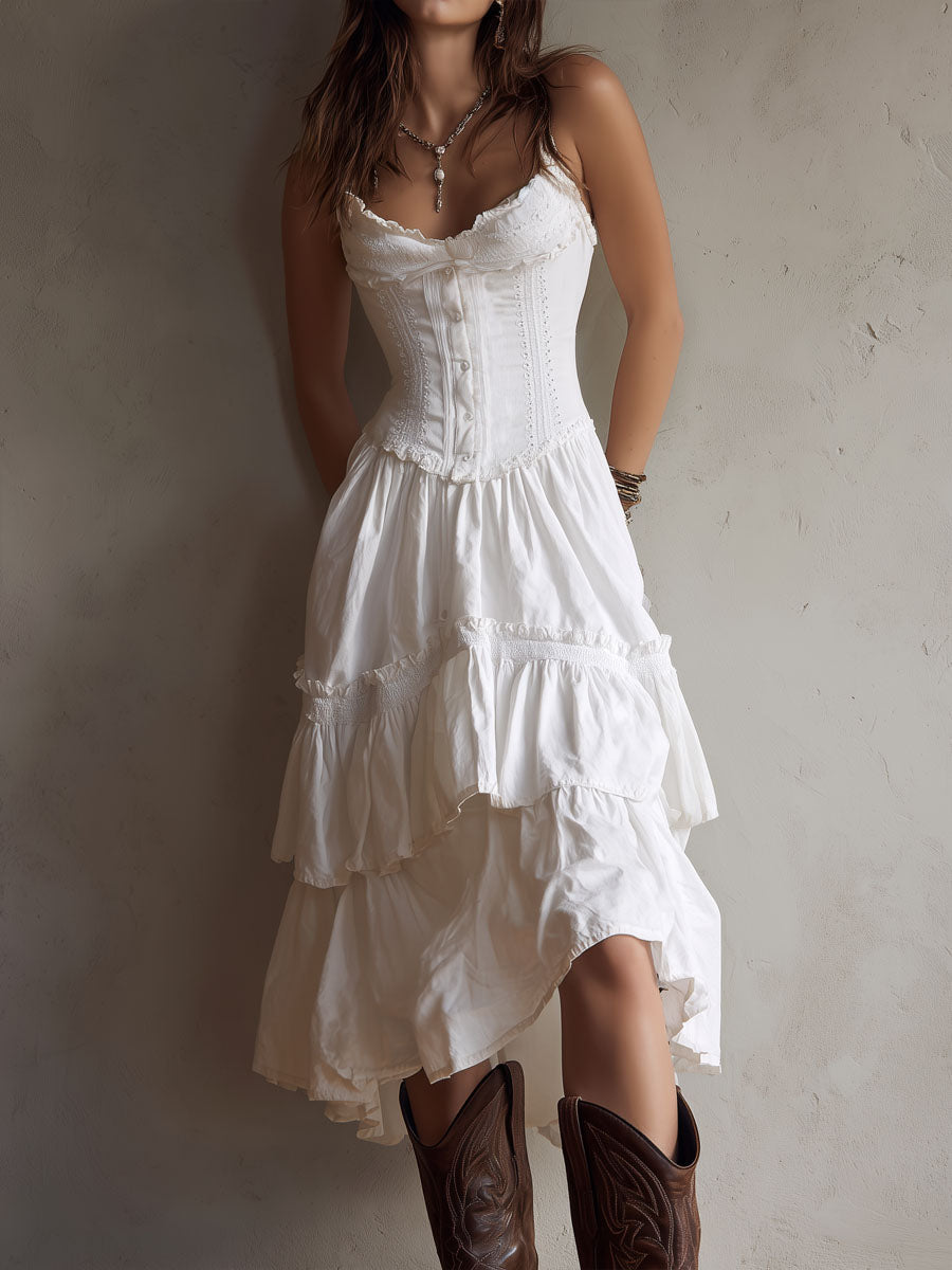 Rian - Vestido midi boho con corsé