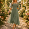 Elowen - Vestido midi con cuerpo de encaje bordado