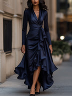 Palma - Vestido largo de satén drapeado