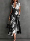 Carlotta - Vestido midi cruzado blanco y negro