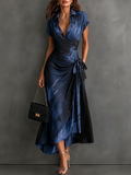 Camilla - Vestido midi cruzado azul