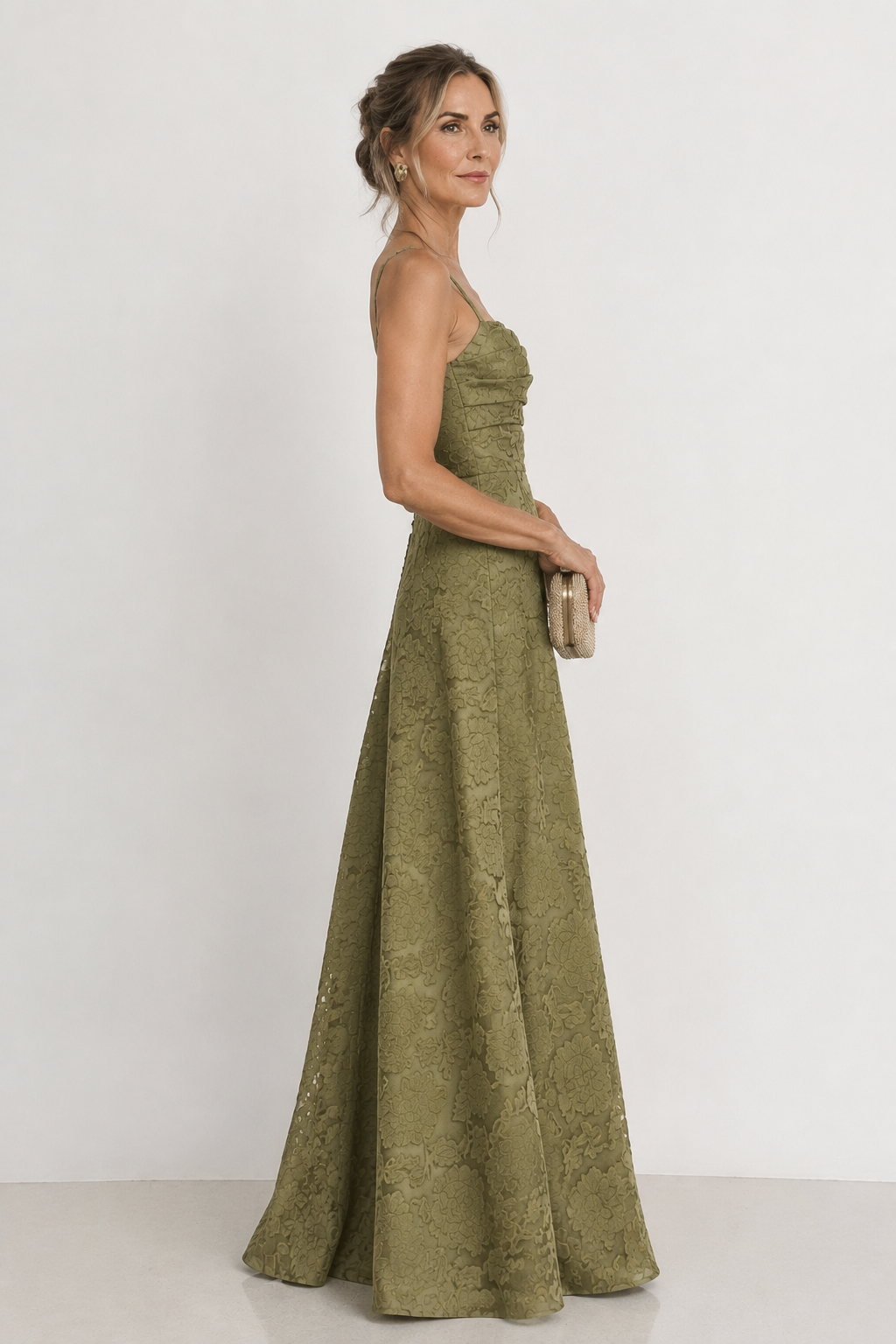 Sage Green X Cross Jacquard Slip Maxi Dress