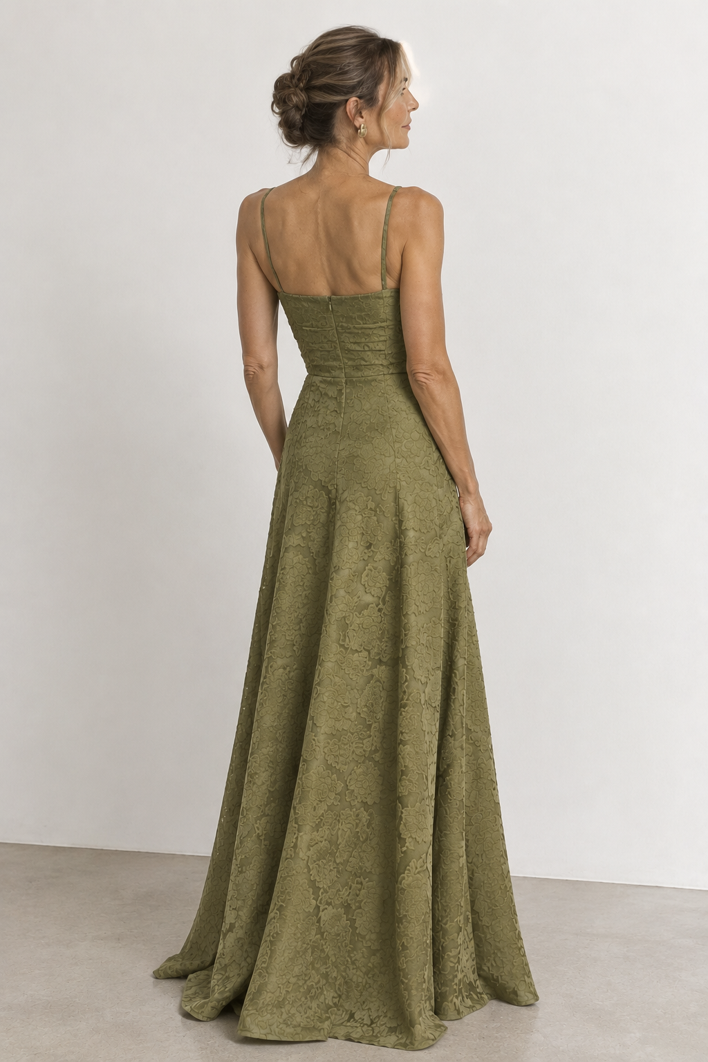 Sage Green X Cross Jacquard Slip Maxi Dress