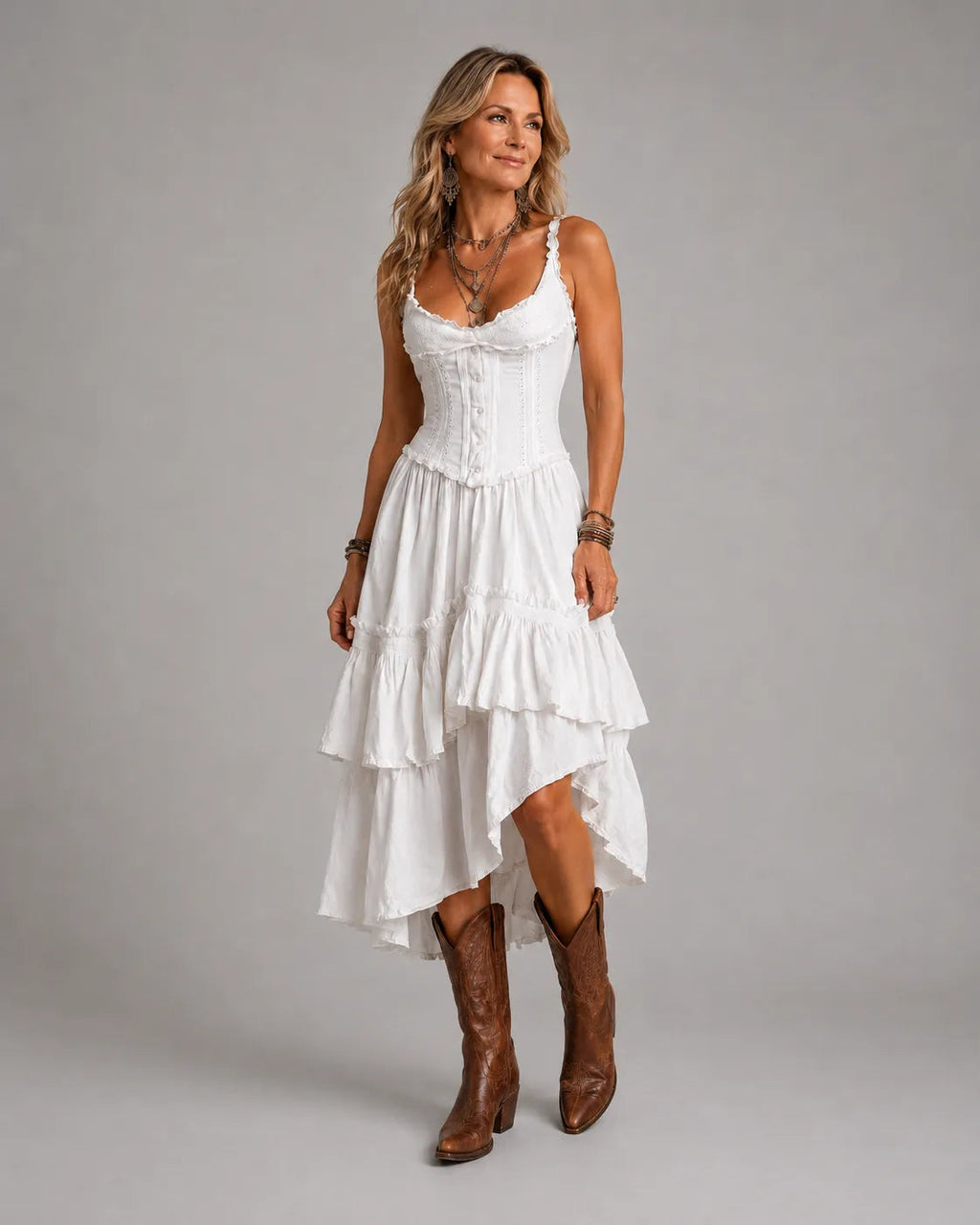 Rian - Vestido midi boho con corsé