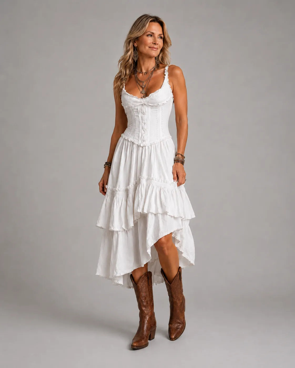 Rian - Vestido midi boho con corsé