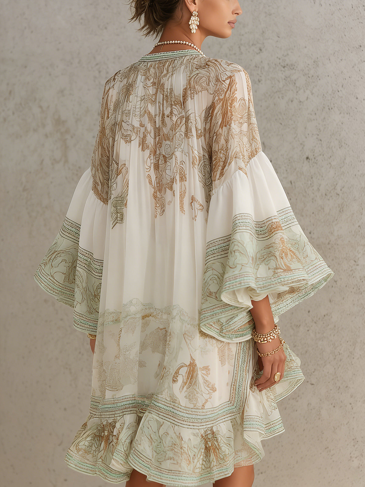 Rosalie - Vestido corto de gasa con volantes