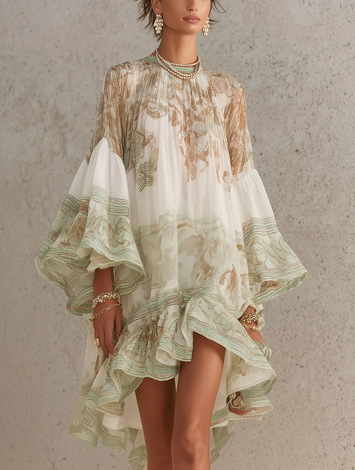 Rosalie - Vestido corto de gasa con volantes