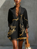 Dawn - Vestido corto de encaje negro y dorado