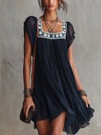 Apolline - Vestido corto plisado azul marino