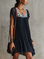 Apolline - Vestido corto plisado azul marino