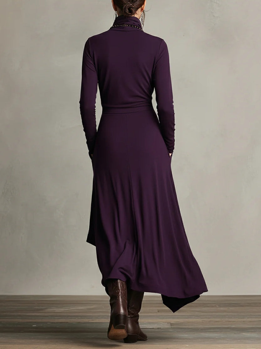 Iris - Vestido largo plisado morado