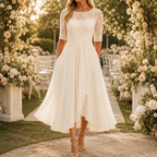 Elowen - Vestido midi con cuerpo de encaje bordado