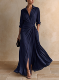 Gianella - Vestido camisero largo azul marino