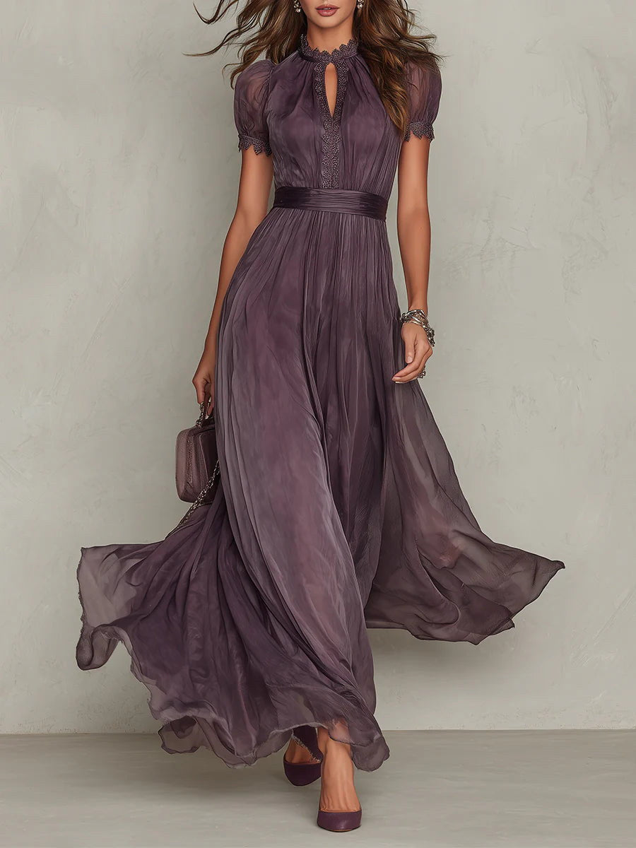 Myriam - Vestido largo de gasa y encaje