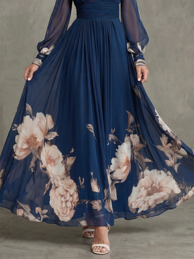Maybelle - Vestido largo con bajo floral
