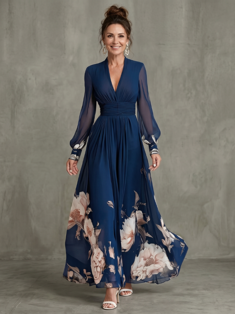 Maybelle - Vestido largo con bajo floral