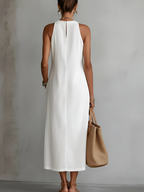 Jimena - Vestido midi bordado con cuello mao